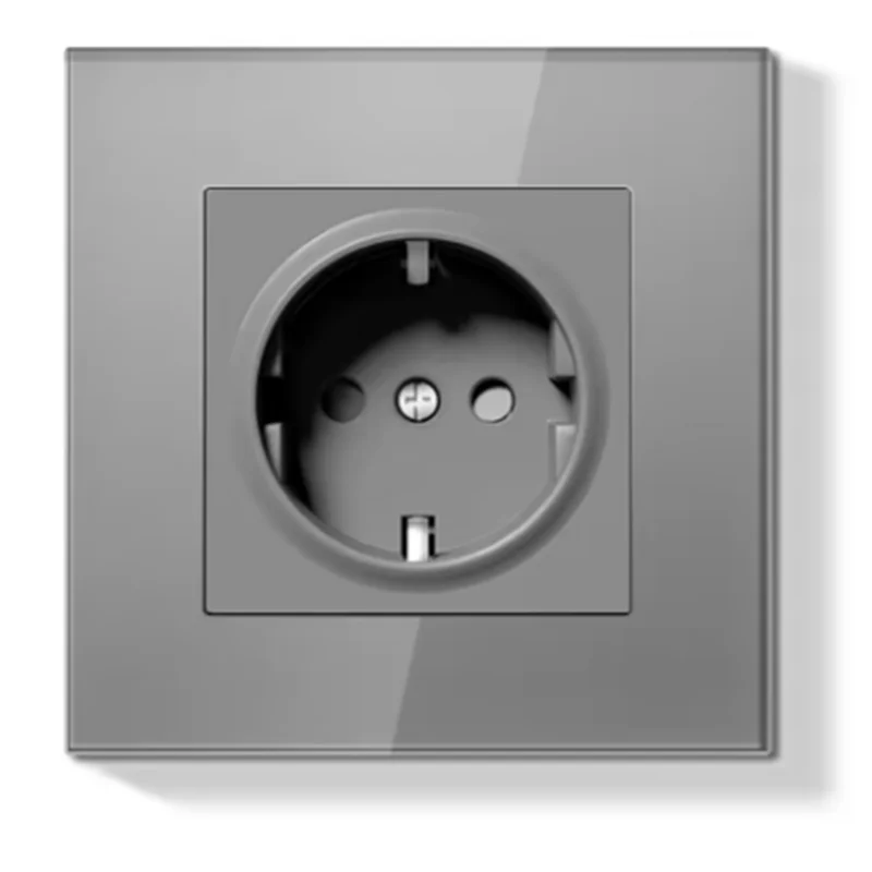 

AT05-TV CAT6 Socket Wall Light Switch 1Way 1/2Gang Mechanical Button Switch Electrical Socket Glass Panel Switch
