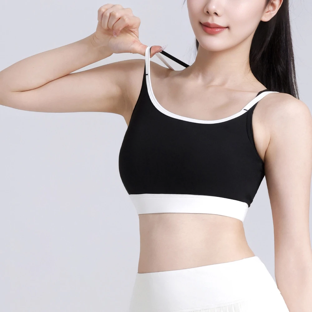 

MIML sports women clothing gym yoga clothing Women's High-Intensity Yoga Sports Bra Color Block Cross Back Design Fixed Cup Gym