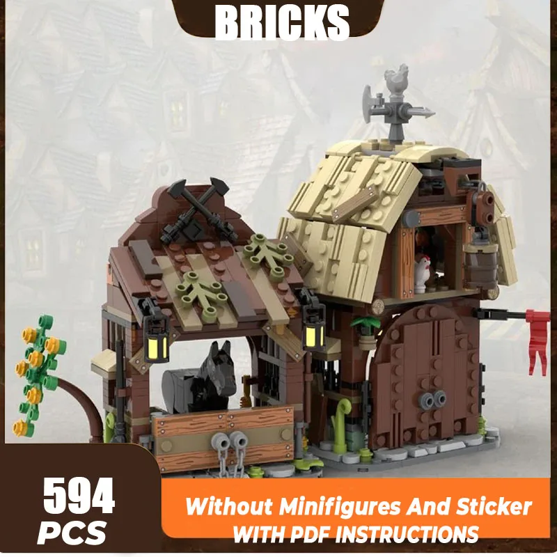 Moc Building Bricks Street View Model Medieval Barn Technology Modular Blocks Holiday Gifts Toys For Children DIY Sets Assembly