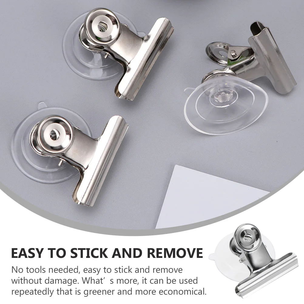 

6pcs Suction Cup Clips Plastic Stainless Clamp Hanging Home Office Accessories Display Crafts Reusable No Tools Needed