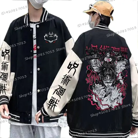 อะนิเมะแขนยาวแจ็คเก็ตเบสบอล Jujutsu Kaisen Choso มังงะกราฟิกผู้ชายผู้หญิง Outerwear แฟชั่น Jujutsu Kaisen ชุดแจ็คเก็ต