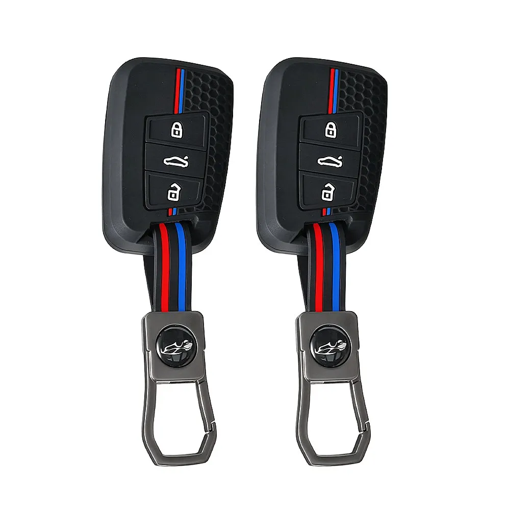 Silicone Car Key Fob Cover Auto Remote Shell for VW Passat Magotan B6 B7 B8 CC Skoda Kodiaq A7