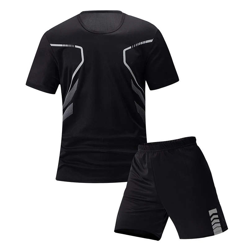 2 Pack European and American size men\'s short-sleeved shorts suit men\'s casual T-shirt suit Joker running fitness two-piece suit