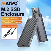 MAIWO 10Gbps M.2 NVMe SATA SSD Case Enclosure PCIe Type C M2 SSD box with Aluminum Tool-Free Design USB 3.2 Gen 2 Drive Case