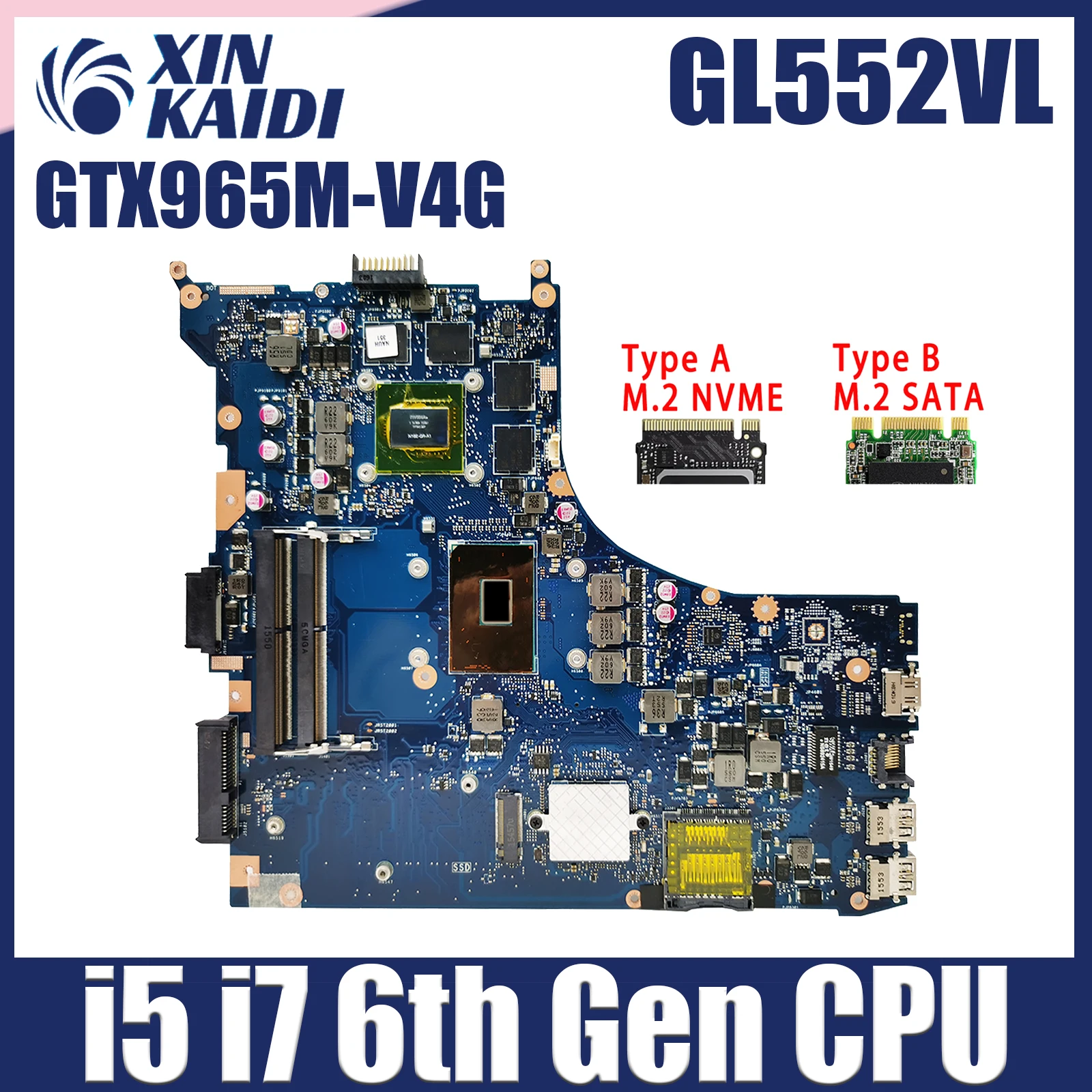 GL552VL Laptop Motherboard For ASUS ROG GL552 GL552VX GL552V ZX50V Mainboard i5-6300HQ i7-6700HQ GTX965M