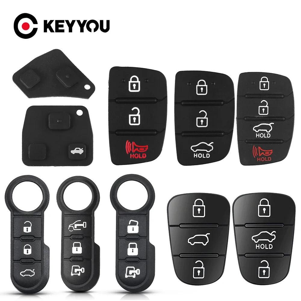 KEYYOU Car Key Button Pad For Hyundai Kia Fiat Toyota Lexus Volkswagen Suzuki (ONLY PAD) Fob Case 2/3/4 Buttons High Quality