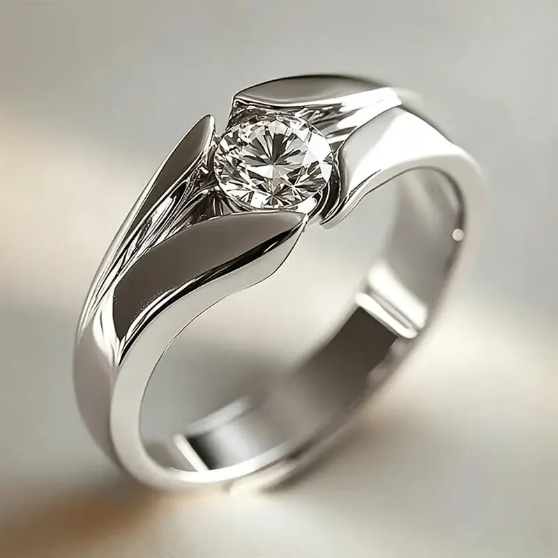Huitan Gentle Silver Color/Gold Color Solitaire Shiny CZ Women Ring for Wedding Engagement Charming Bridal Accessories Jewelry