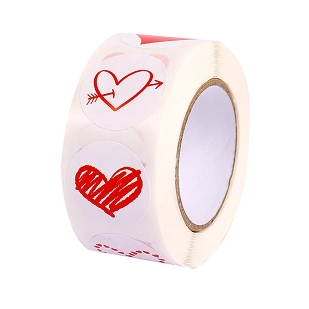 100-500pcs 1inch Red Heart Stickers for Valentine's Day New Baking Packaging Sticker Envelope Seals Love Decorative Stickers