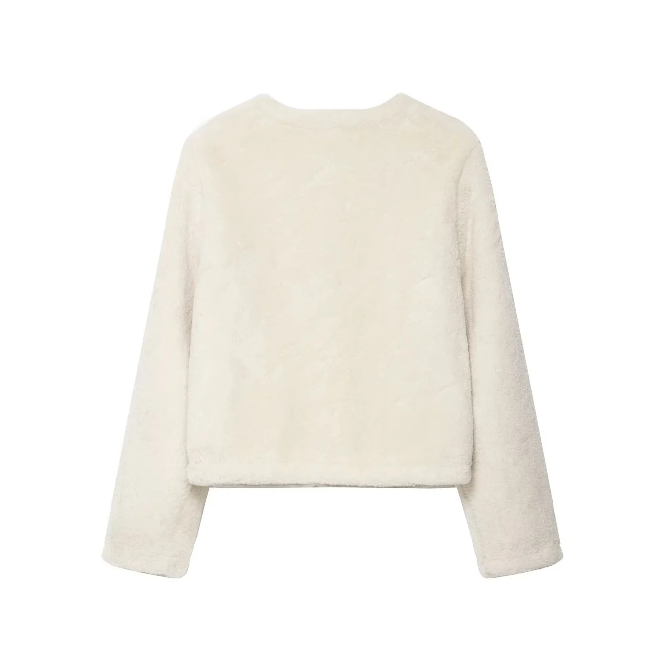 女性両面フェイクファーショートジャケット女性ルーズカジュアルシングルブレスト暖かいコート秋冬フルスリーブジャケット