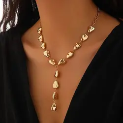 KunJoe Sexy Y-Shaped Long Tassels Necklace for Women Punk Plastics Water Drop Pendent Necklace Lady Neck Jewelry Party Ornament