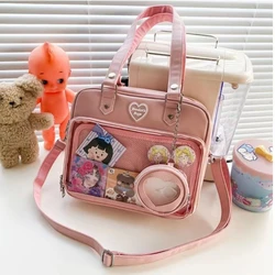 Women Japanese Style Trend Kawaii Candy Color Large Capacity Ita Bag Fashion Student Preppy Shoulder Bag Messenger Crossbody Bag