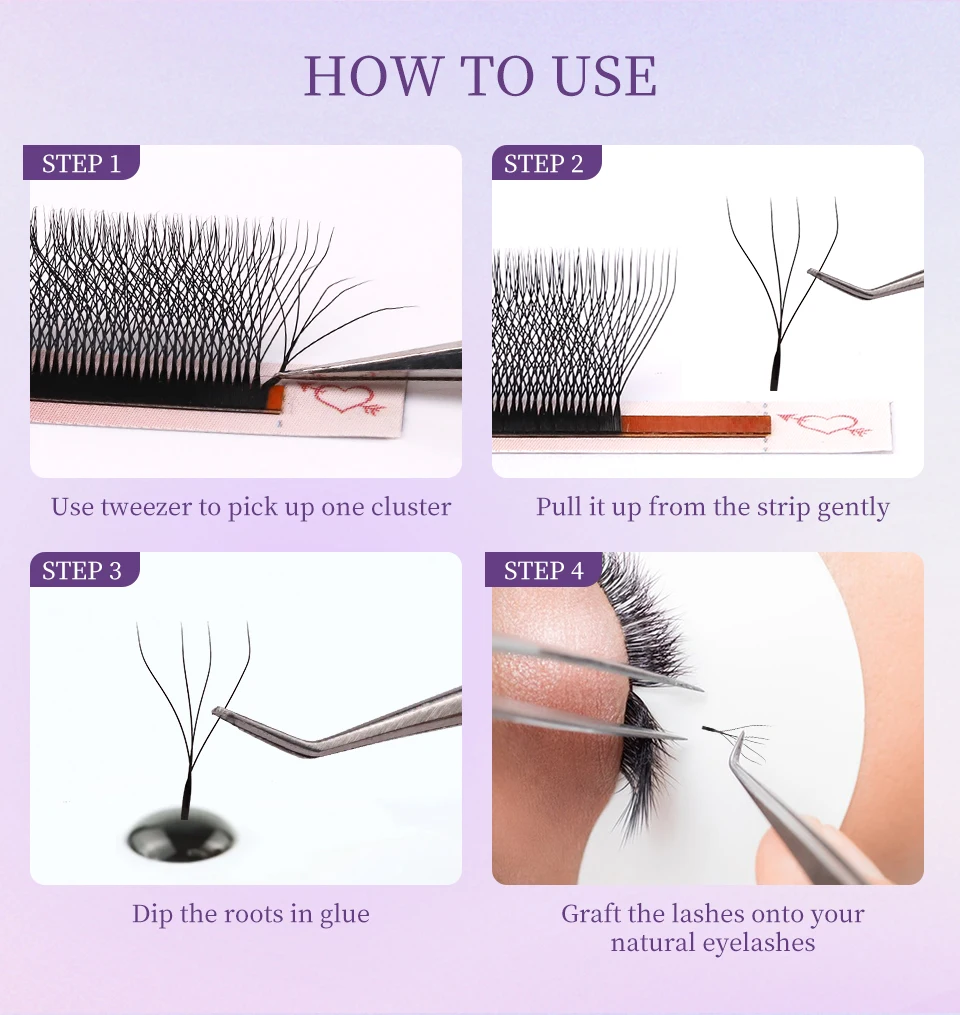 NEU Braune 3D Fairy Wimpernverlängerung, Braune 4D W-förmige Wimpern, Vorgefertigte Fächerwimpern, 5D Kleeblatt-Wimpern, Handgewebte 3D Spike Kleeblatt-Wimpern – Detail 31