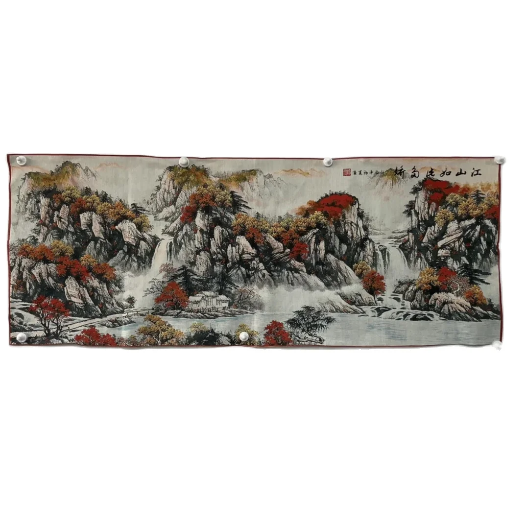 

Tangka Embroidery, Jiangshan, So Many Delicate Scenery Images, Retro Long Screen Decorative Hanging Paintings