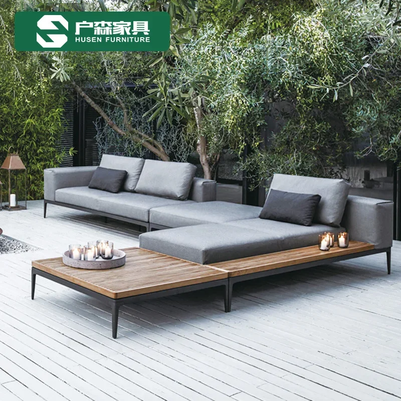 Outdoor furniture Waterproof cloth sofa Villa courtyard Leisure simple open-air balcony Coffee table Rattan combination