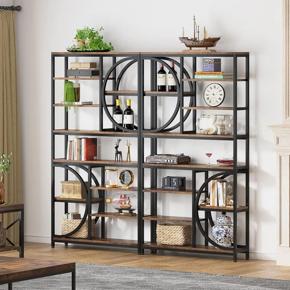 Boekenplank, Industriële 8-Tier Etagere Boekenkasten, 77-Inch Hoge Boekenplank Open Display Planken, Geschikt Voor Woonkamers, Boekenkasten