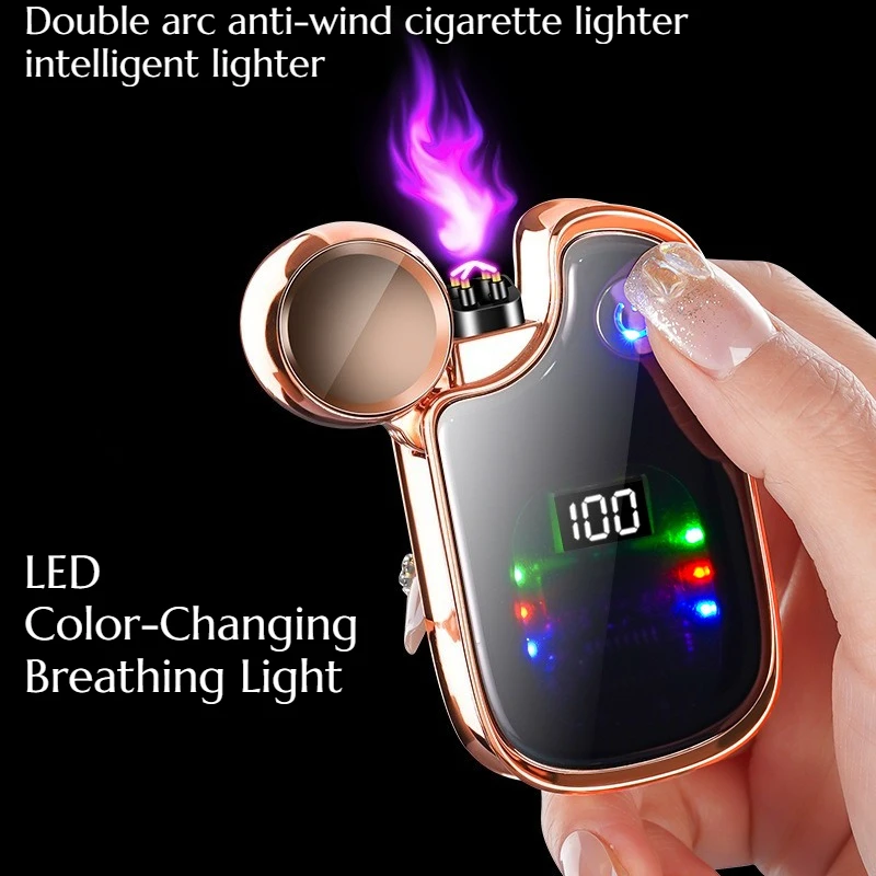 

NEW Windproof Dual Arc Intelligent Chip Pulse Digital Ignition Torch Type-c Fast-Charging Torch Cigarette Accessories