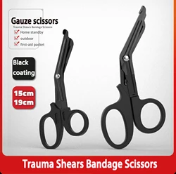 Stainless steel gauze scissors Trauma Gauze Cutter Emergency First Aid Shear Outdoor   Paramedic Bandage Medical Scissors