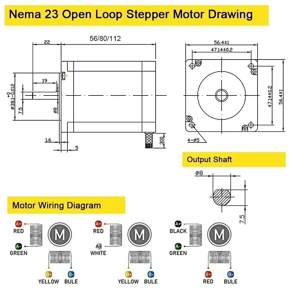 Nema 23 Stepper Motor Kit 1.2Nm 2.2Nm 3Nm Open Loop Stepper Motor Driver Switching Power Supply Mach3 Controller 1 DM556 1-3kit
