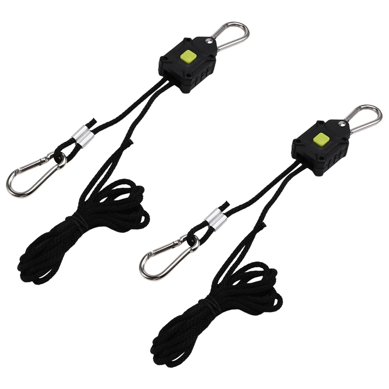 

B28C-2Pack 1/8 Inch Adjustable Grow Light Hanger,Heavy Duty Rope Hanger With Reinforced Metal Gears For Grow Light,Inline Fan