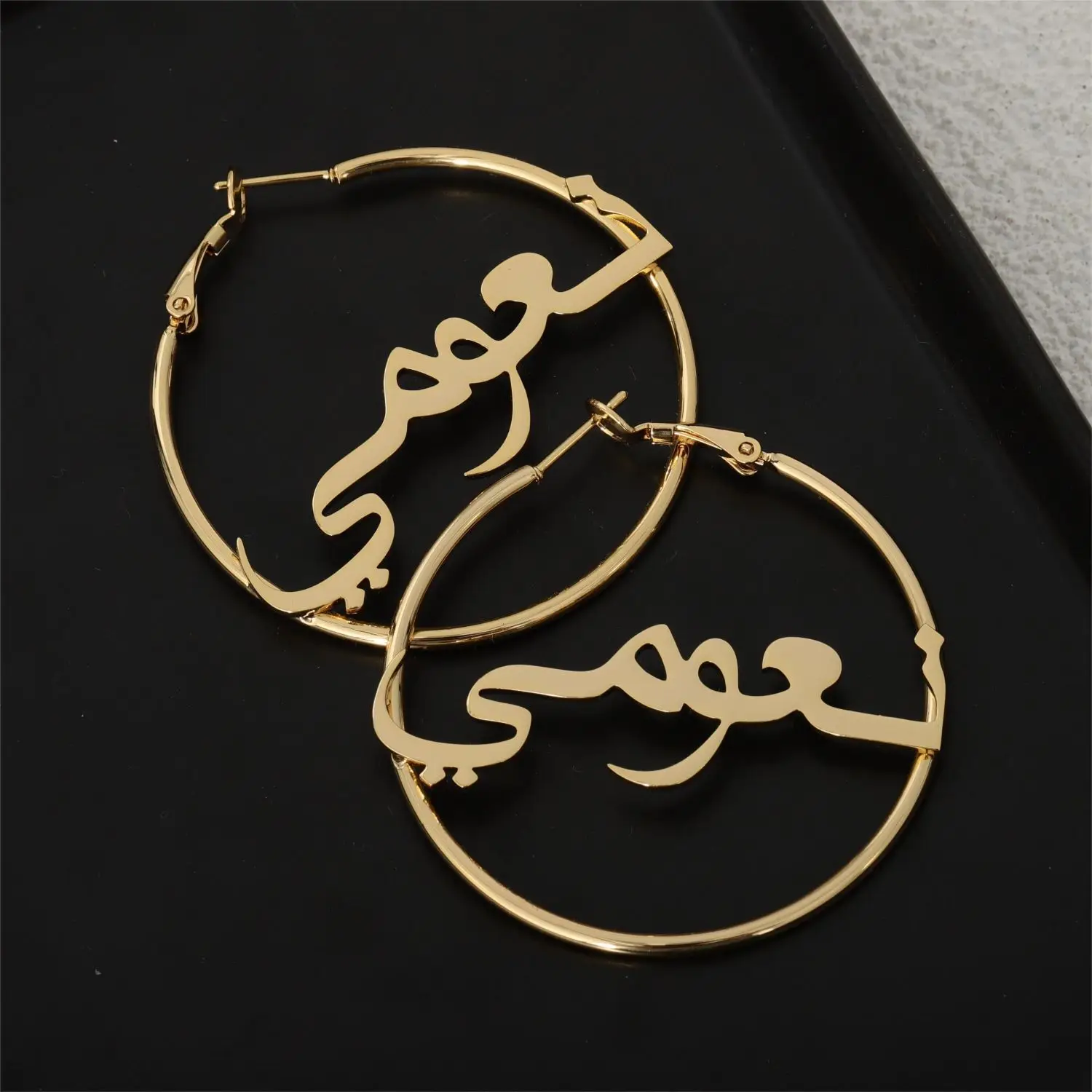 

Customized Arabic Name Calligraphy Earrings Personalized Stainless steel Name Earrings Christmas Gift for Mom Muslim Jewelry