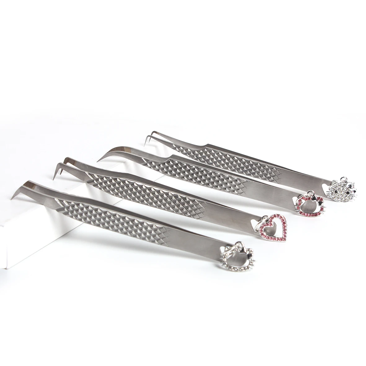 Professinal High quality silver elbow eye beauty tweezers Stainless Steel Lash Tweezer