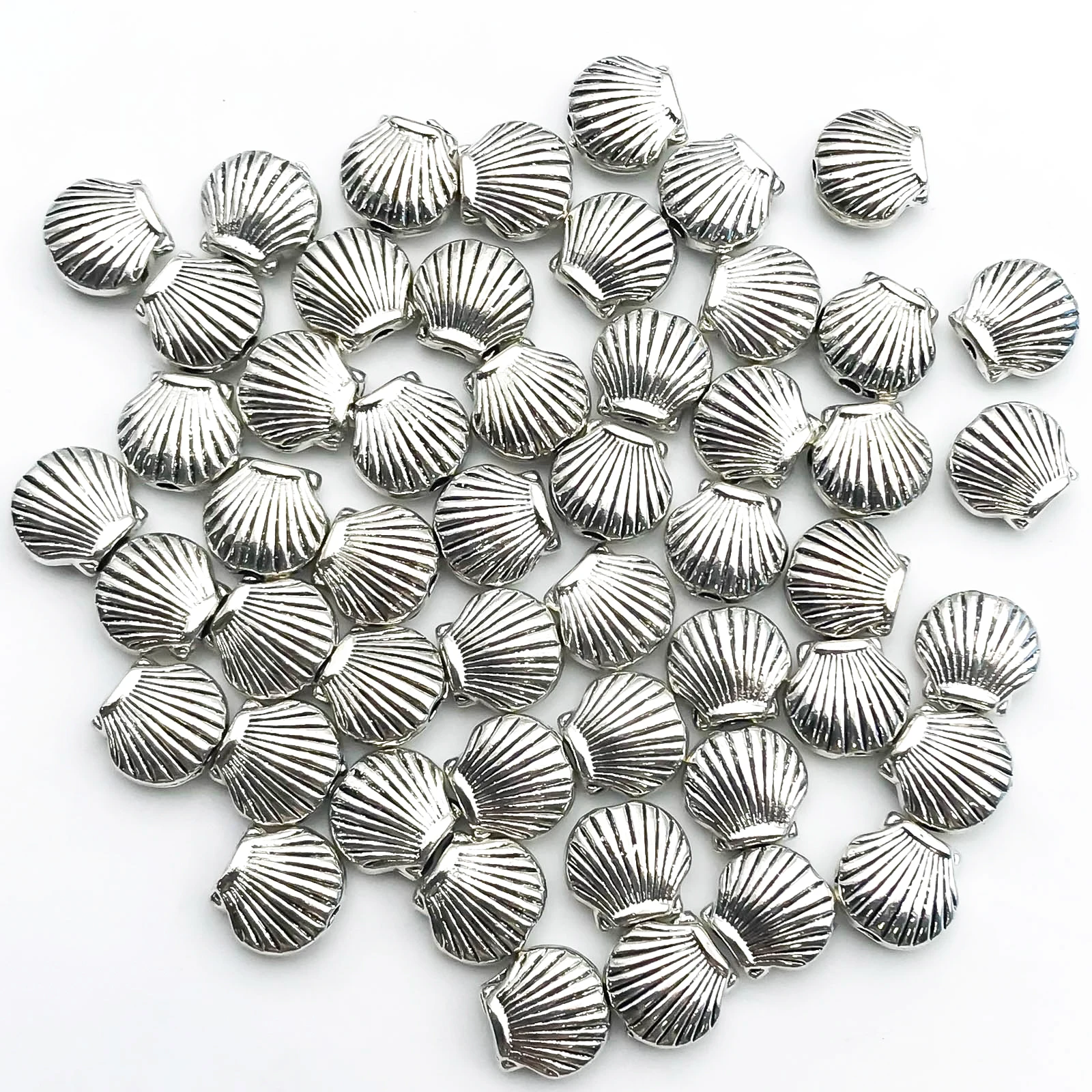 10/20/30Pcs Antique Silvery Marine Charms Shell Shaped Loose Spacing Beads For Jewelry Making Necklaces Bracelets Accessories