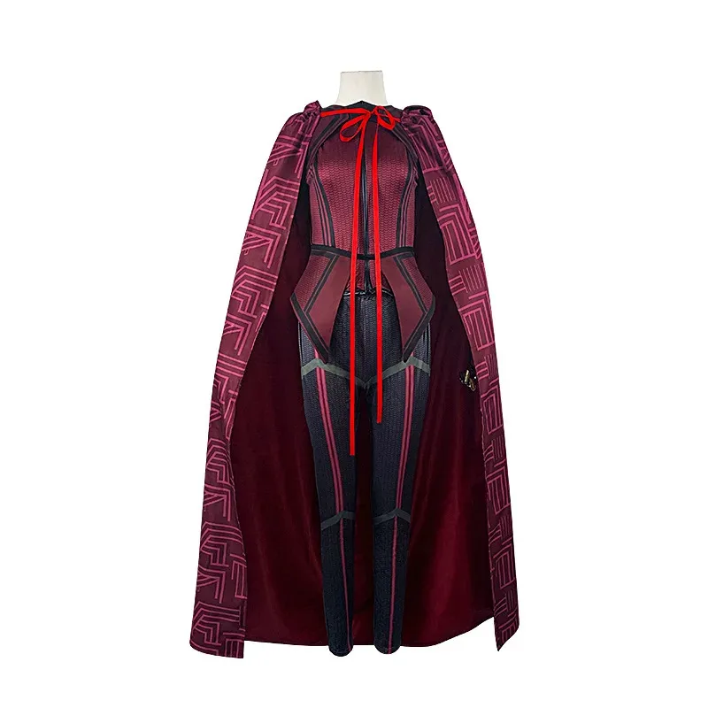 Scarlet Witch Maximoff Wanda Vision Cosplay Headwear Manto e Calças Conjunto Completo Roupa Acessórios de Halloween Adereços kjjj8