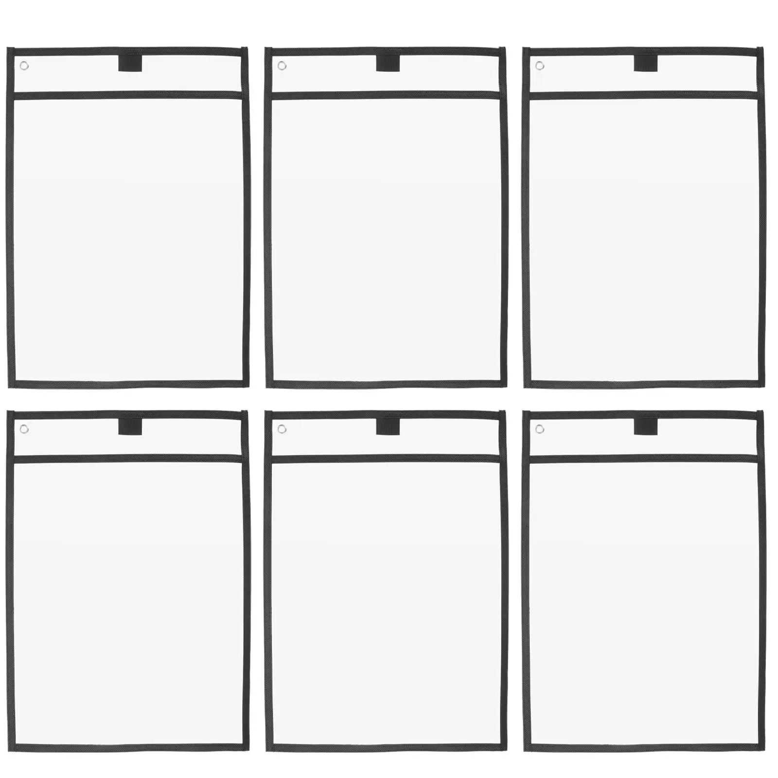 

6PCS Clear PVC Dry Erase Pockets Reusable Oversized Transparent Sleeves Stationery Storage Teaching Supplies School Office