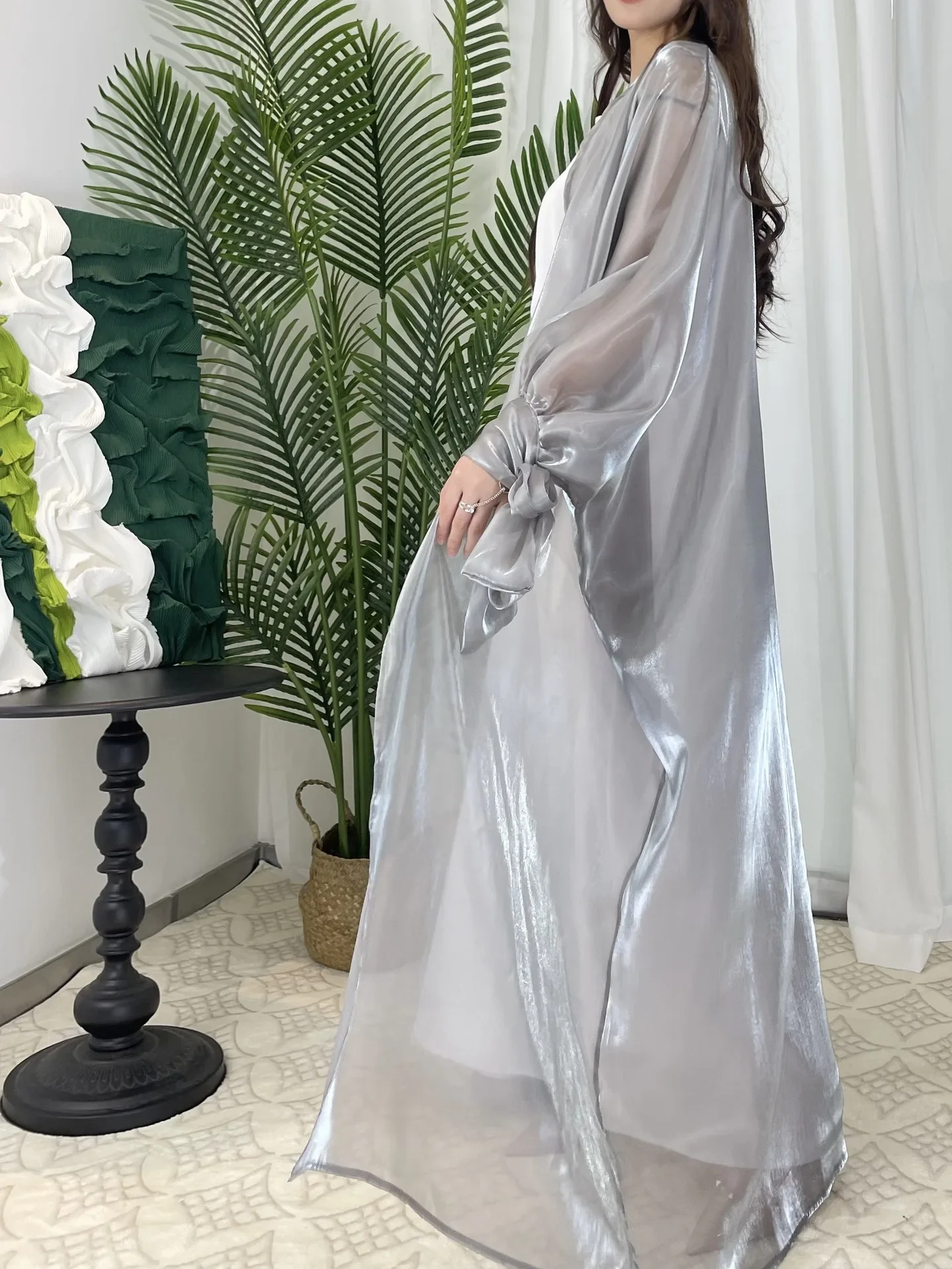 عباية كيمونو لامعة مفتوحة دبي فستان إسلامي فاخر للنساء قفطان إسلامي ملابس رداء نسائي Musulmane فستان عيد رمضان