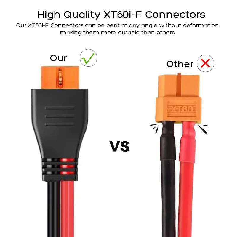 Upgraded 3m/1.5m 12AWG XT60i to Solar Cable for EcoFlow River 2 Pro Max Delta 2 3 Pro Max Wave 2 3 Etc. Portable Power Stations.