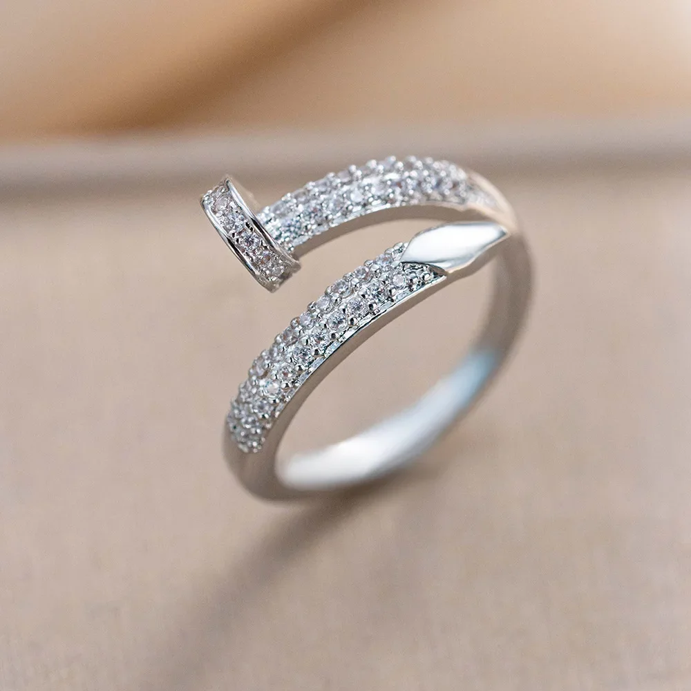 

French Fashion, Light Luxury, Nail-shaped Ring, A Rare High-end Style for Women with Adjustable Opening Rings