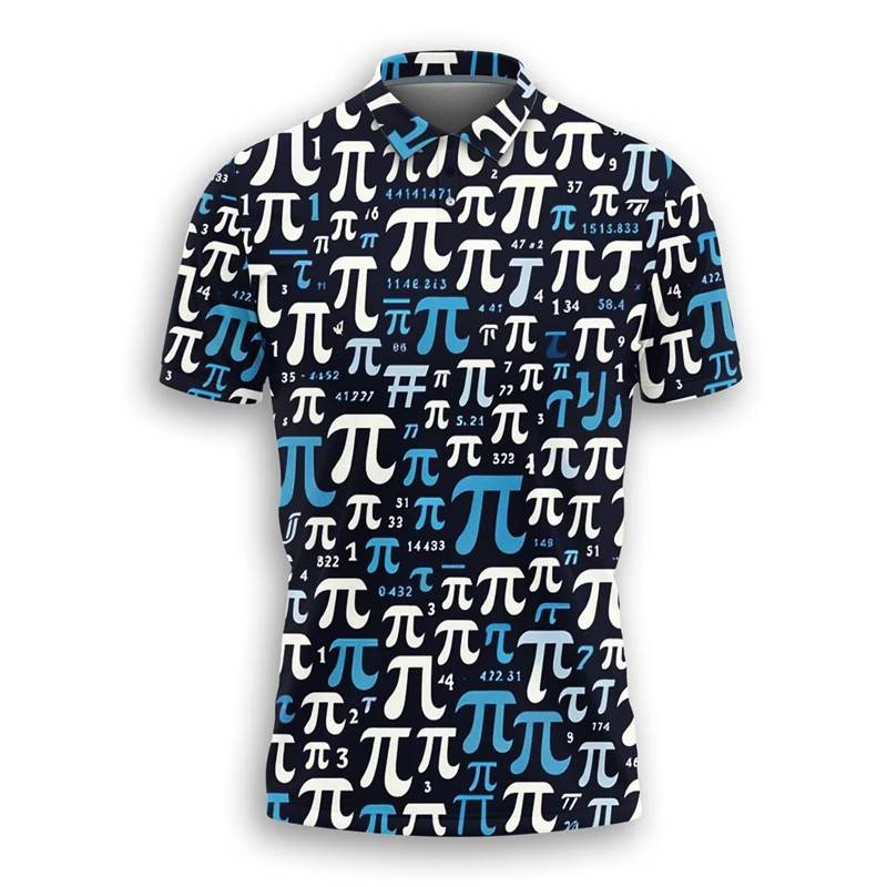 Funny Pi Day Polo Shirt For Men Summer Casual Mathematics Teacher 3D Printed T Shirts Fashion Daily Kids School Polo Shirts
