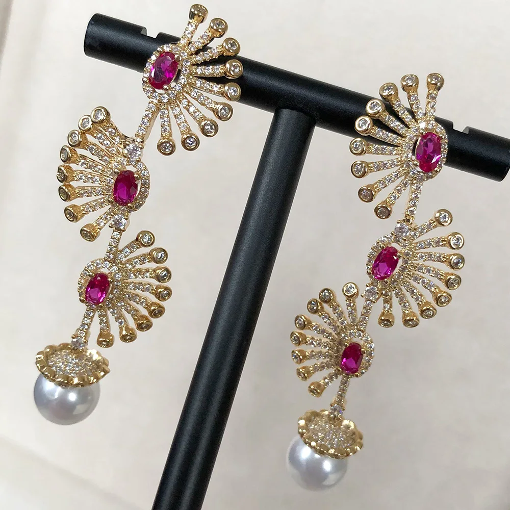 

Missvikki New Luxury Shiny Charm Pendant Earrings Full Micro Elegant Shiny Cubic Zirconia for Women Bridal Wedding Party Jewelry