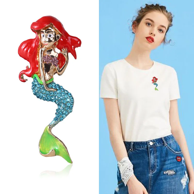 Mermaid Princess Cartoon Brooch Children Friends Cartoon Brooch Badge Party Jewelry Accessories