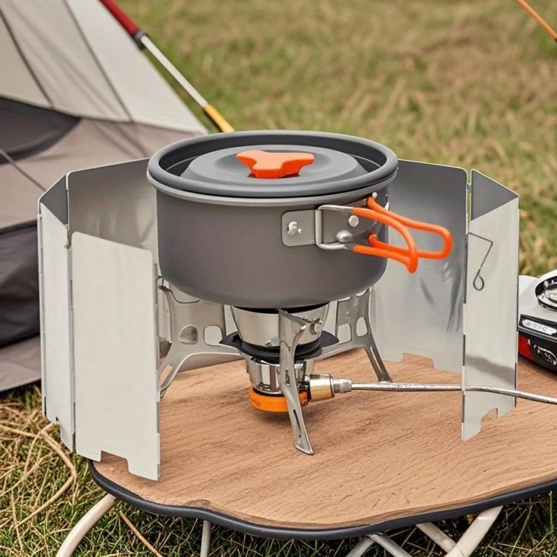 1pc portable aluminum alloy wind shield, portable folding wind shield-windproof and foldable, with built-in nails, efficient hea