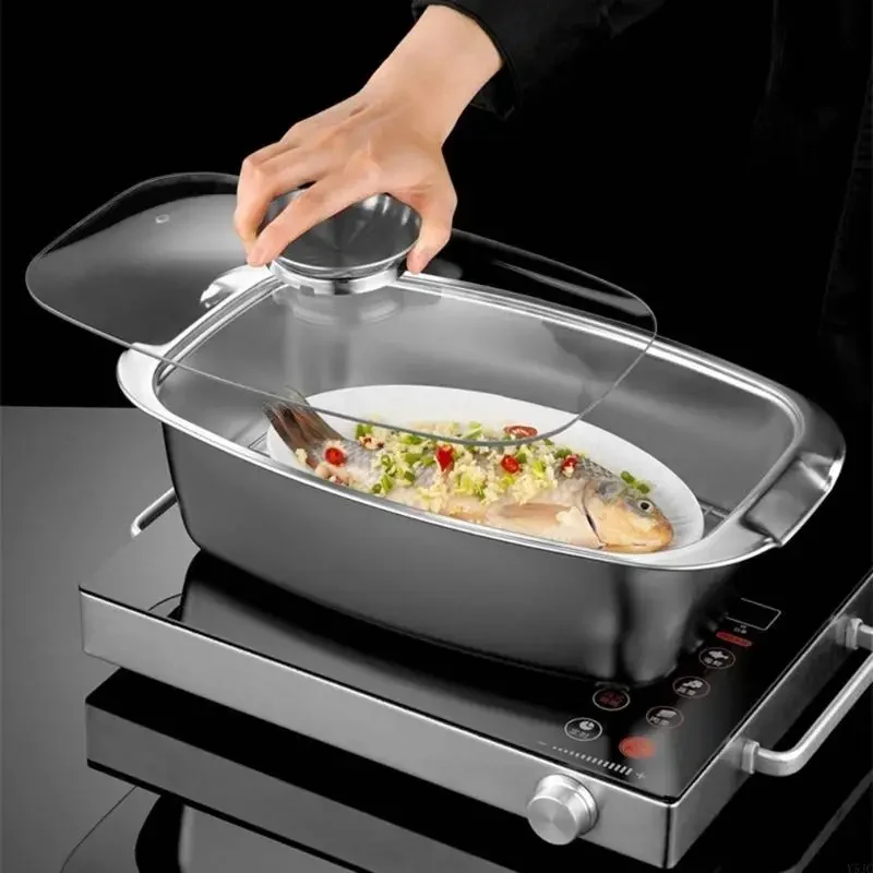 Y5JC Stainless Steels Fishes Steamers Pastas Pots Stockpot for Steaming Fishes, Boiling Soup