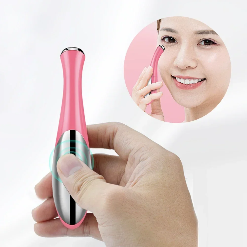 ميني الكهربائية الاهتزاز العين الوجه مدلك مكافحة الشيخوخة التجاعيد دائرة داكنة القلم إزالة تجديد العناية بالجمال القلم المحمول