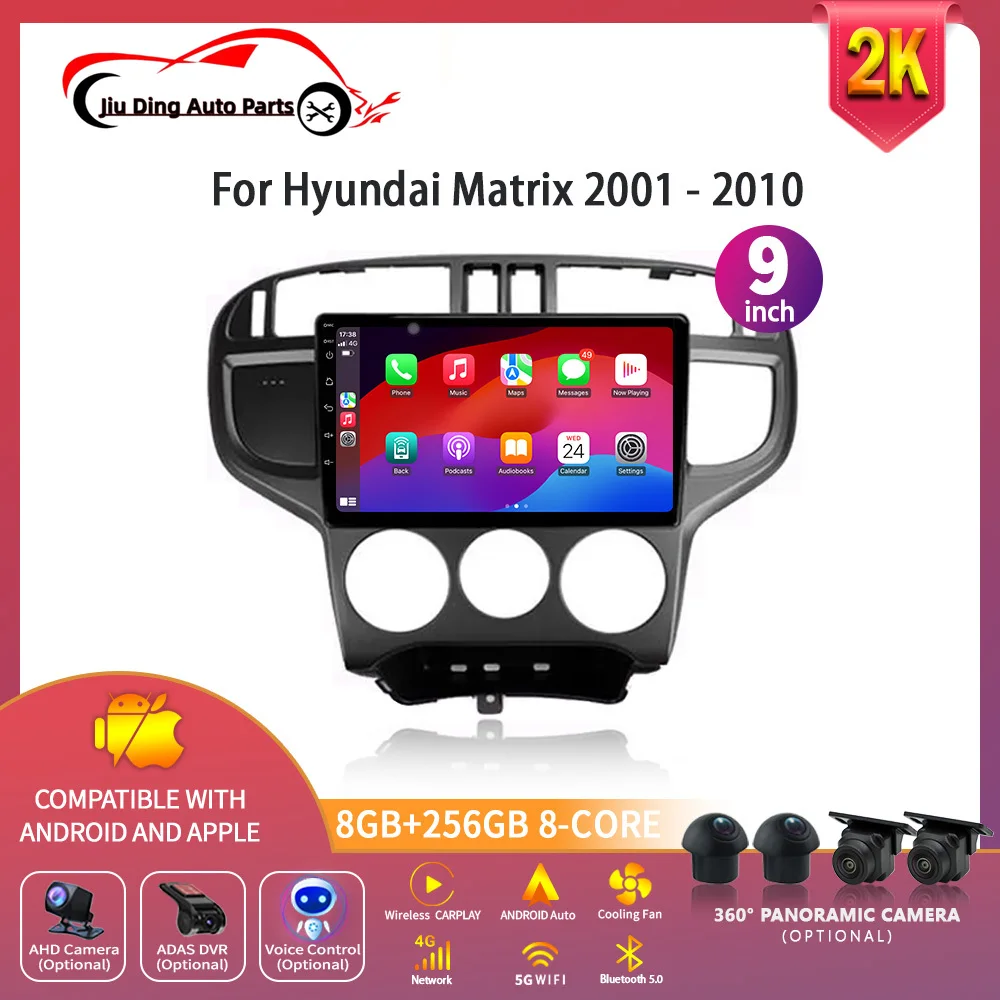 Android 14 For Hyundai Matrix 2001-2010 Car Radio Multimedia Navigation GPS Wireless Carplay Stereo 4G 2 Din Screen Head Unit