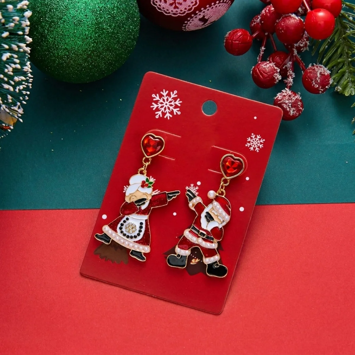 Weihnachtliche Emaille-Ohrringe mit Rentier-Motiv, Schleifen- und Quasten-Design für Damen, Weihnachtsmann-Schlitten, Süßigkeitenhaus, Geschenk-Schmuck – Detail 16