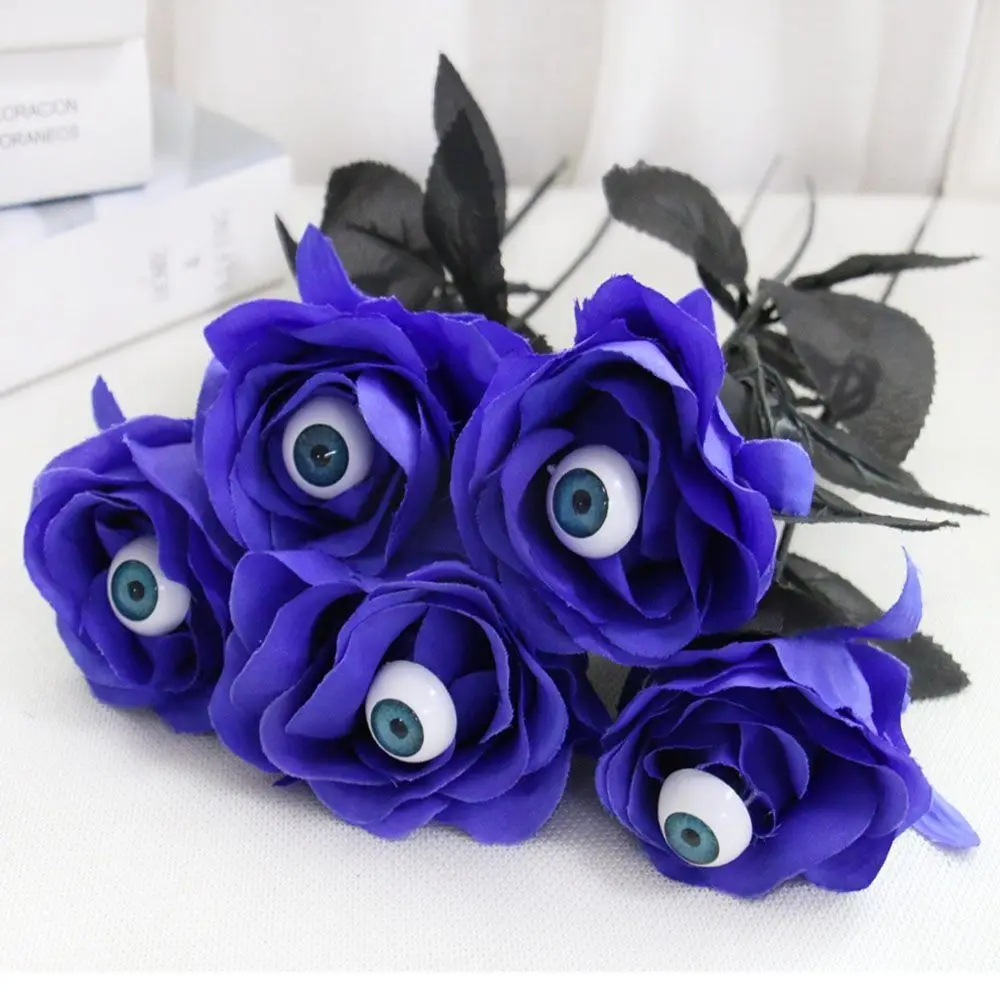 Rose artificielle noire exquise en forme d'œil, faite à la main, pour la décoration intérieure, idéale pour Halloween.