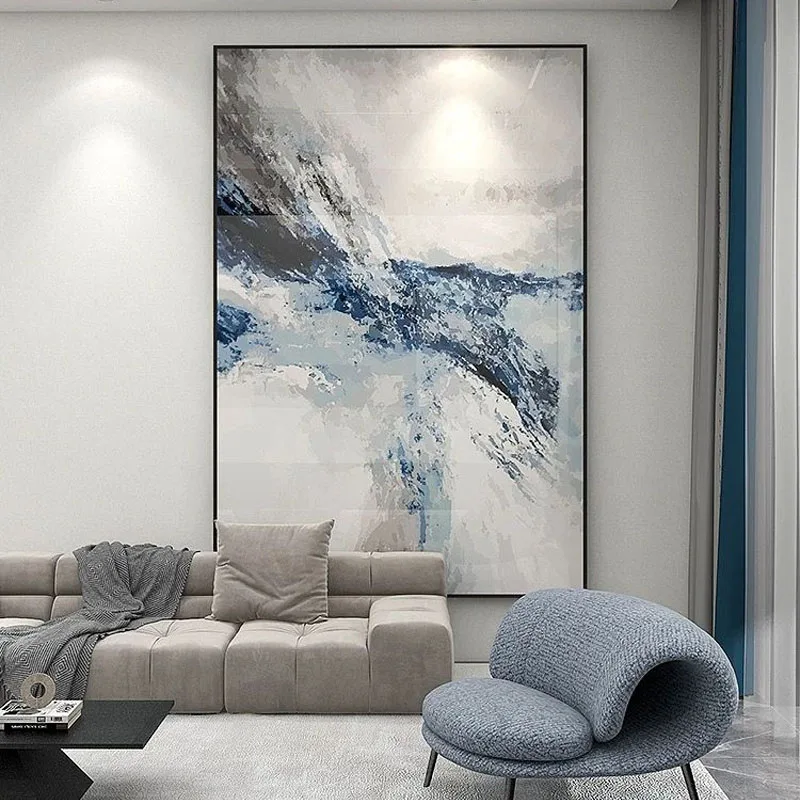 

Luxury Abstract Modern Light Blue Wall Picture Handmade Canvas Oil Painting For Home Decoration Hanging Picture For Living Room