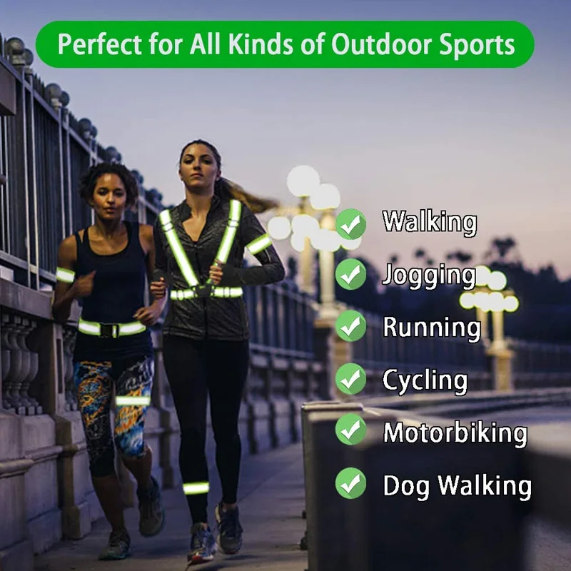 New Highlight Reflective Straps Night Running Riding Clothing Vest Adjustable Safety Vest Elastic Band For Adults And Children