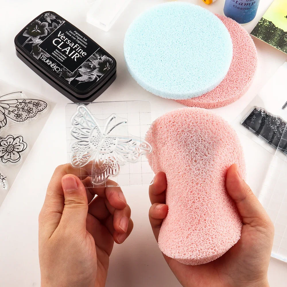 

2Pcs/set Stamp Scrubber Multi-Purpose Stamp Cleaning Sponge for Cleaning Stamps Glass Mat Stamping Tool Ink Removing Tool