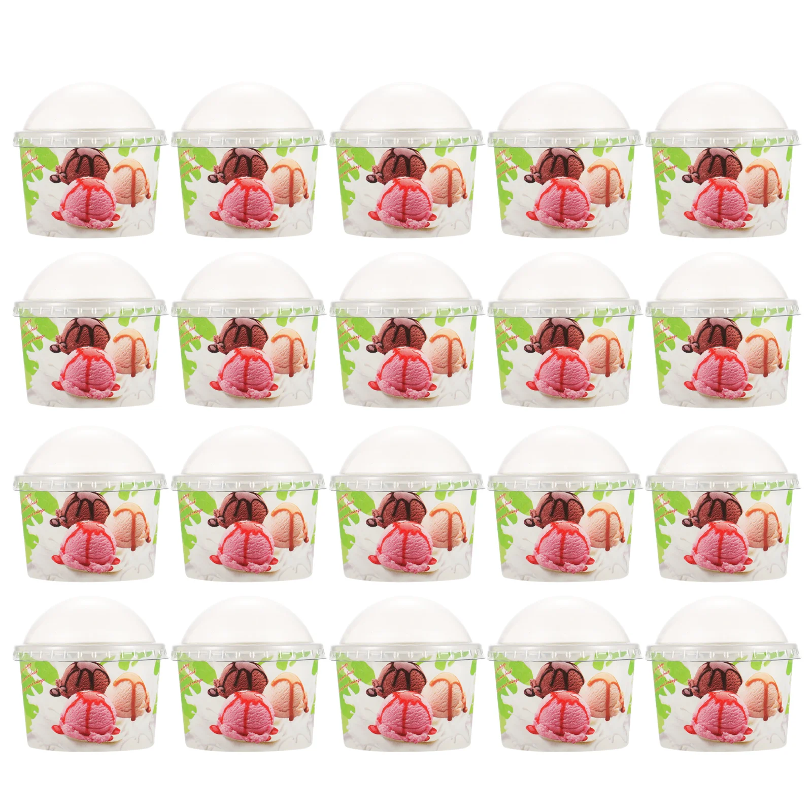 

100 Sets Ice Cream Cake Paper Cup Packaging Cups with Lids Dessert Parfait Shop Supplies Containers Disposable