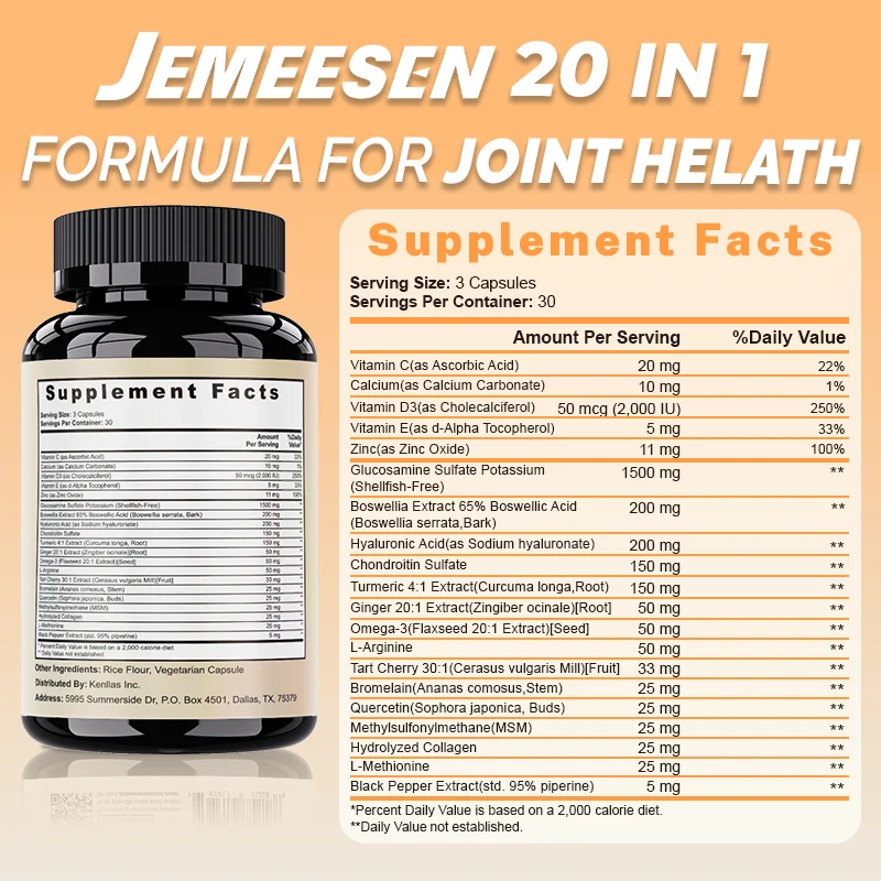 JEMEESEN - Glucosamine Supplements with  Vitamin C,Calcium,Vitamin D3,Glucosamine Sulfate Potassium,Helps Support Joint Comfort