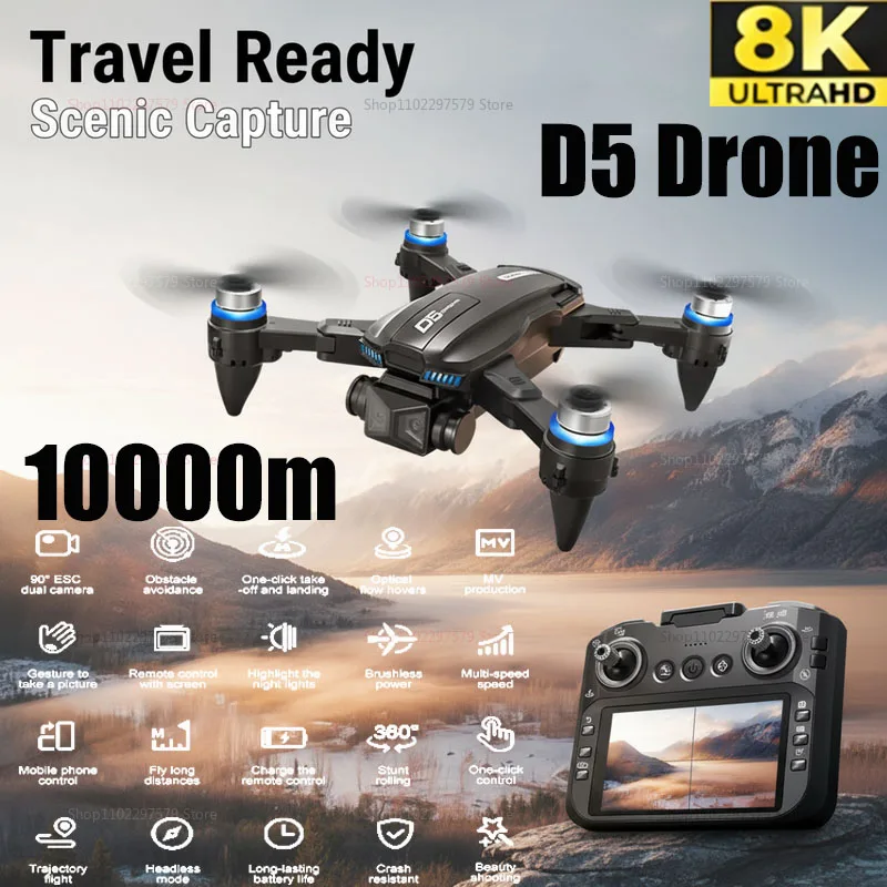 NUEVO Dron con Cámara HD 8K, Vuelo por Trayectoria, FPV, Quadcopter para Principiantes, Mantenimiento de Altitud, Modo Sin Cabeza, Juguete de Avión RC Inteligente, Regalo para Niños