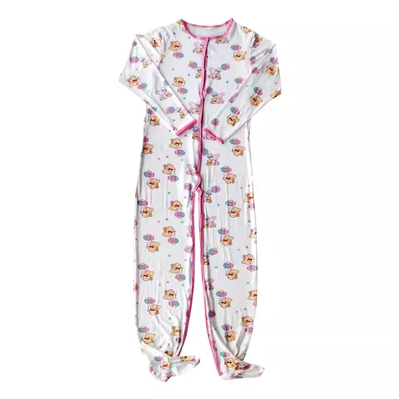 

DDLG Long Sleeve Adult Baby Jumpsuit Sleepwear For Boy And Girl, ABDL Adult Pajamas Onesies Snap Crotch Front Pyjama Bodysuit