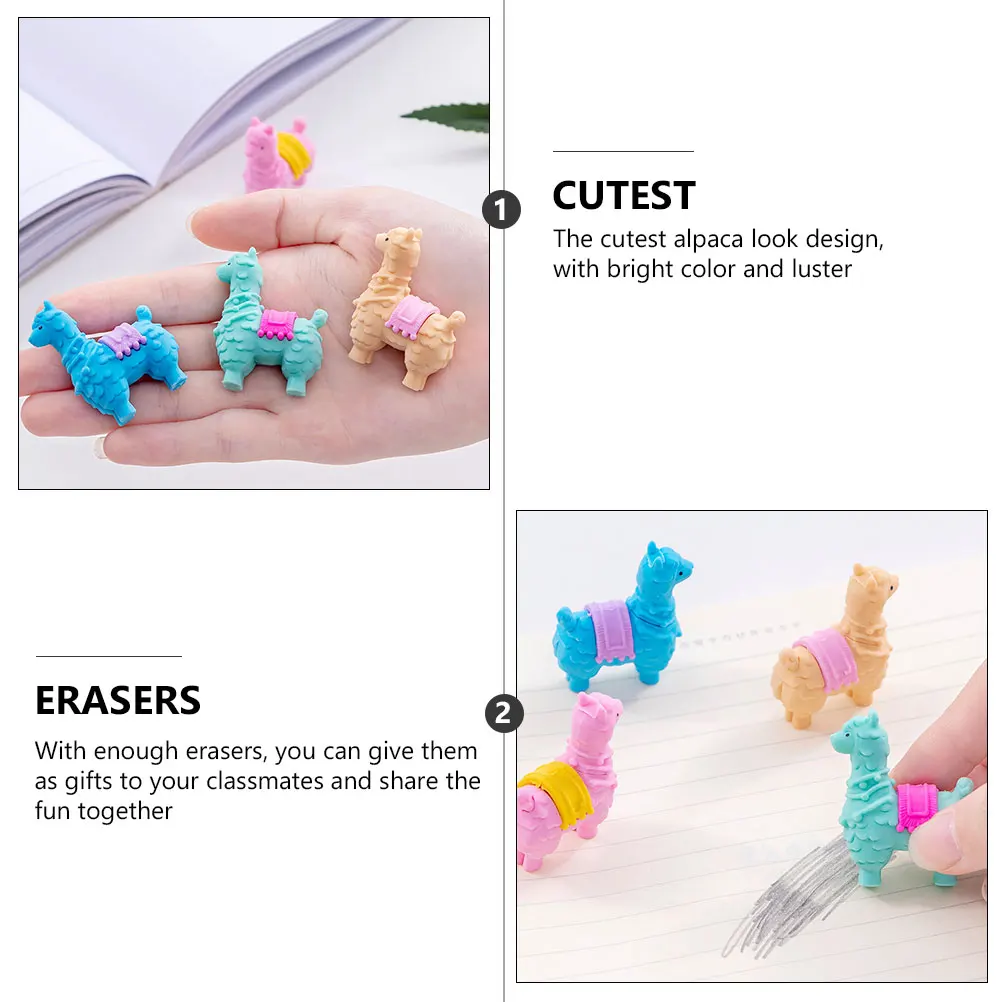 

16 Pcs Cartoon Eraser Animal Erasers Children Gift for Kids Student Toddler Gifts Kindergarten Puzzle Alpaca Rubber Painting