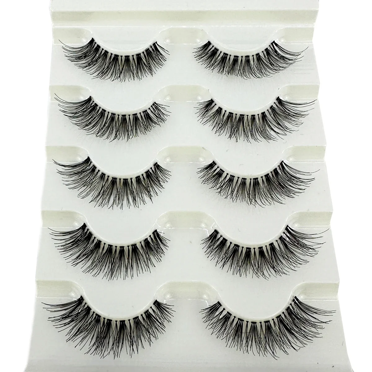 新しい 5 ペアナチュラルつけまつげマンガまつげクリア薄い幹再利用可能な偽まつげクロスメイクアップ