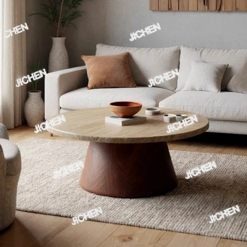 JCQ Neu Versandte Artik طاولة القهوة الطبيعية مزيج B & B غرفة المعيشة المنزلية طاولة الزاوية المستديرة #2